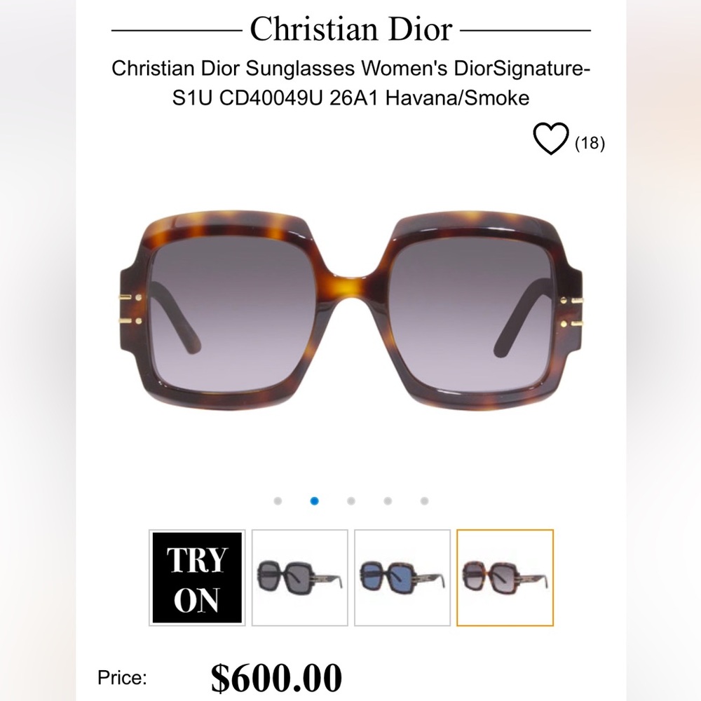 Christian Dior Sunglasses Women's DiorSignature-S1U CD40049U 26A1 Havana/Smoke - Picture 2 of 14
